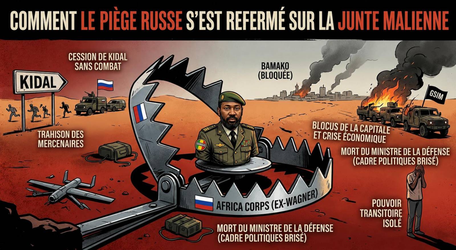 Mali : l&rsquo;implosion de la stratégie sécuritaire face au retrait des forces russes