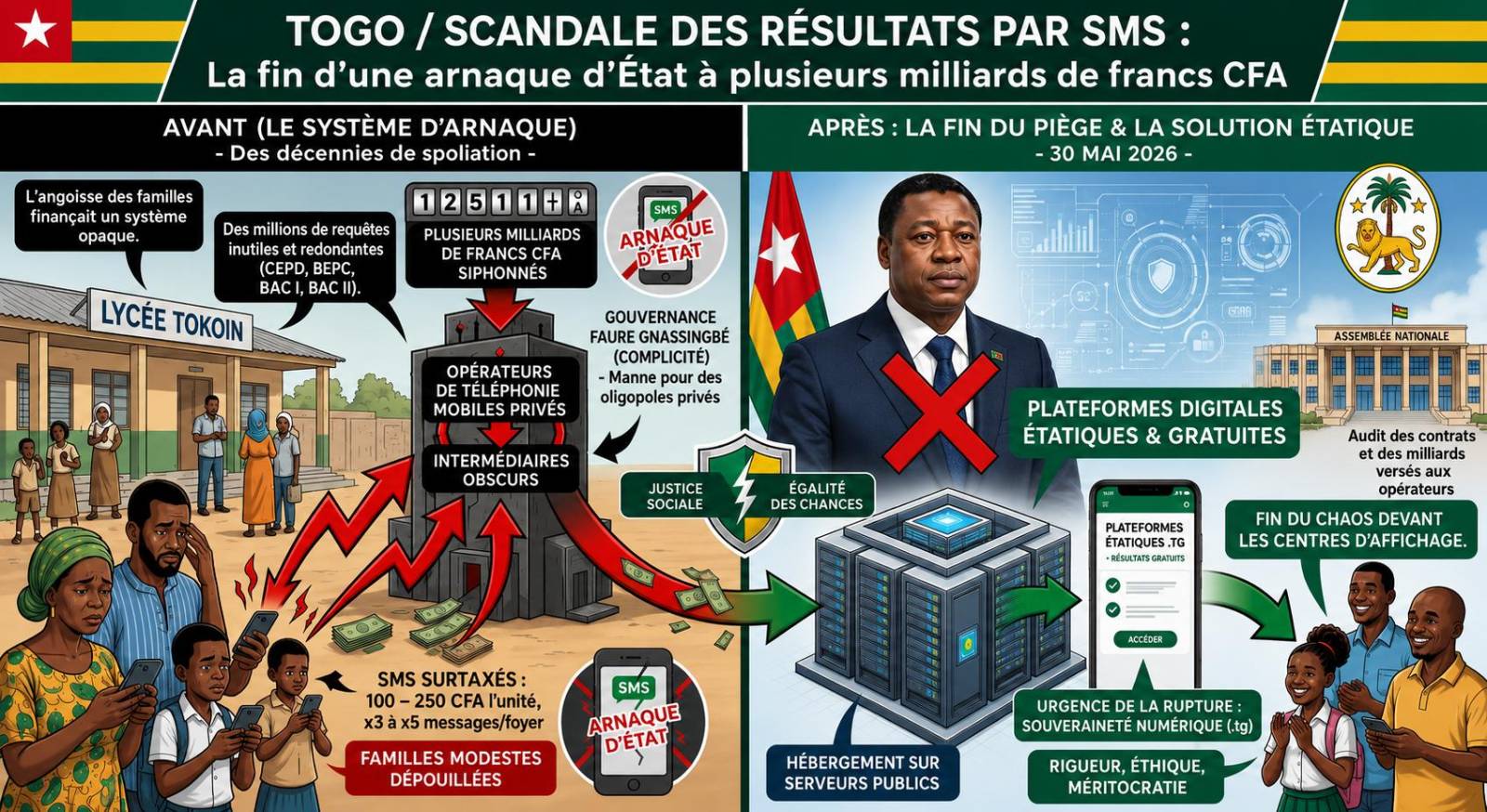 Éducation au Togo : le gouvernement met fin à un système de résultats par SMS coûtant des milliards aux familles