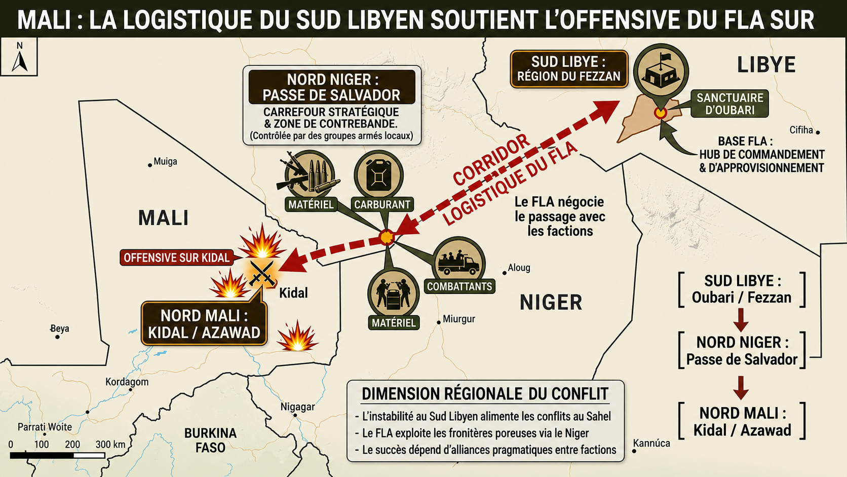 Le sud libyen, plaque tournante logistique de l&rsquo;offensive touareg vers Kidal