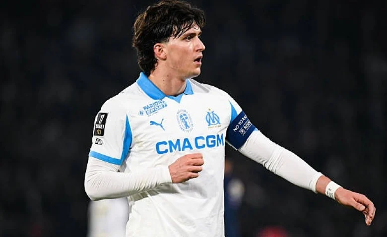 Illustration : Leonardo Balerdi lors d'un entraînement avec l'OM