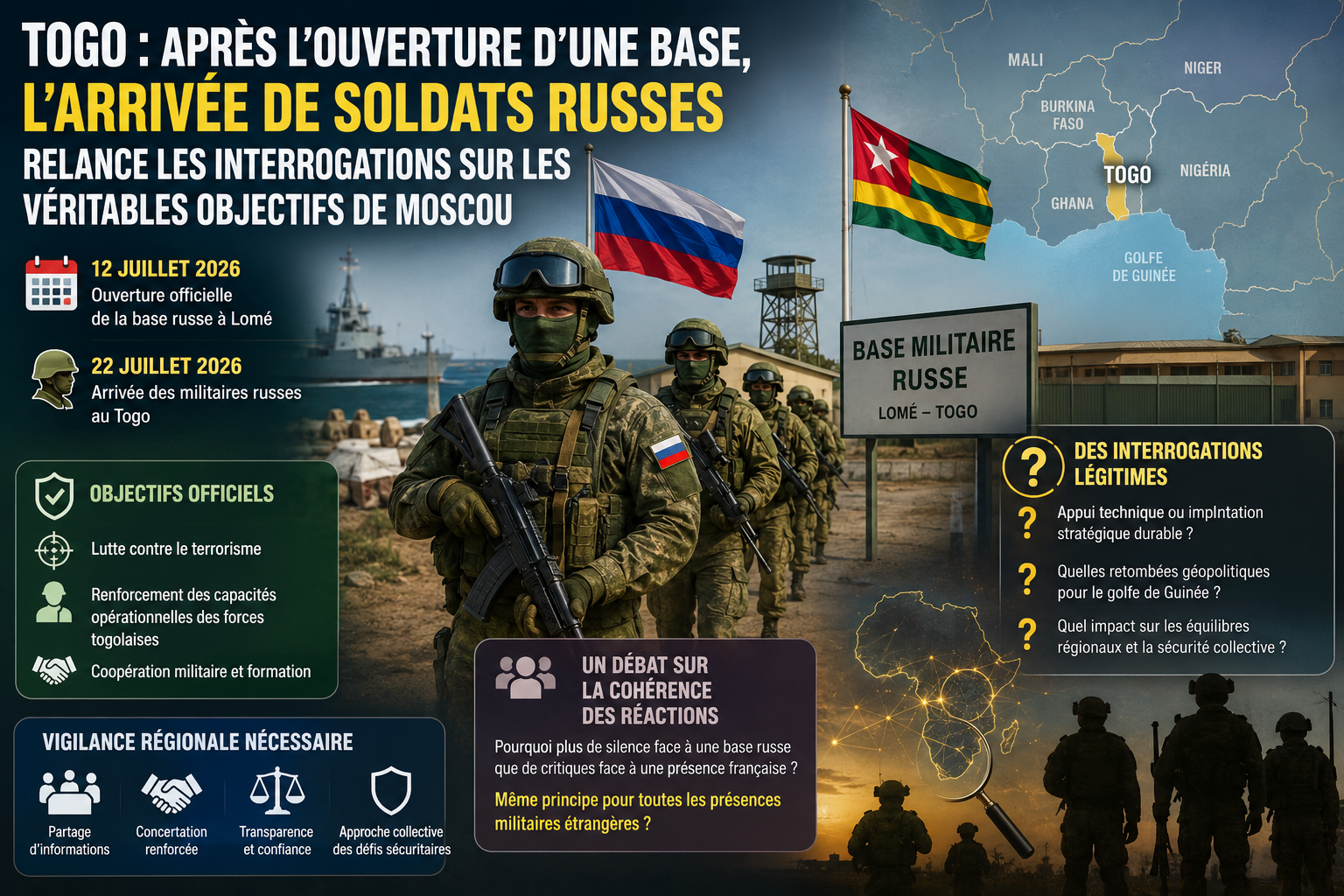 Togo : l&rsquo;arrivée de soldats russes interroge les stratégies de sécurité en afrique de l&rsquo;ouest