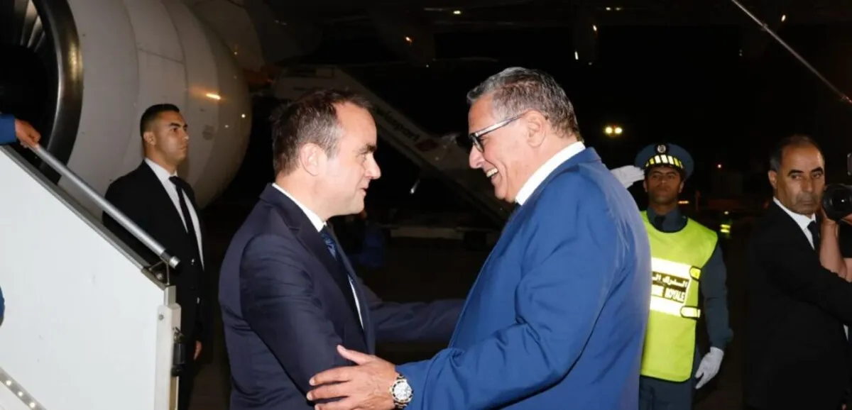 Sébastien Lecornu et Aziz Akhannouch lors de la visite officielle au Maroc