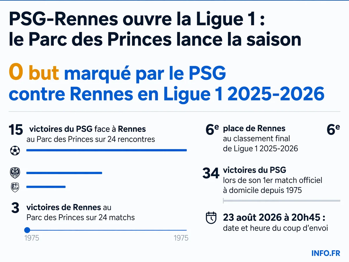Statistiques des confrontations entre le PSG et le Stade Rennais ainsi que les performances du PSG lors des matchs d'ouverture au Parc des Princes en Ligue 1 2026-2027.