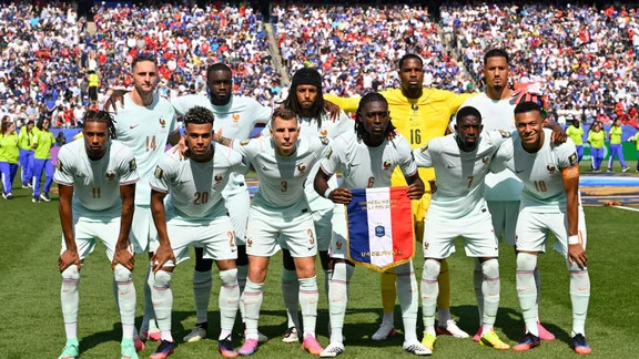 Manu Koné, milieu de terrain de l'équipe de France, lors d'un match
