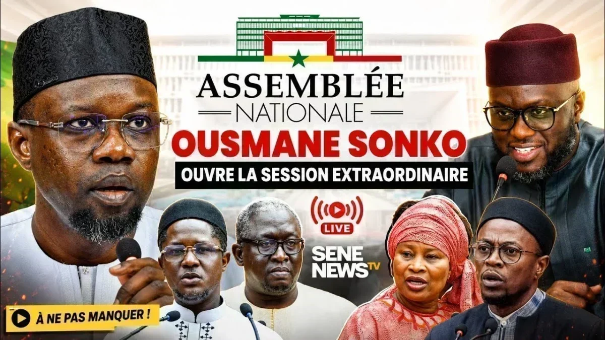 Session parlementaire au Sénégal avec Ousmane Sonko Assemblée nationale : session parlementaire en cours avec intervention de Ousmane Sonko